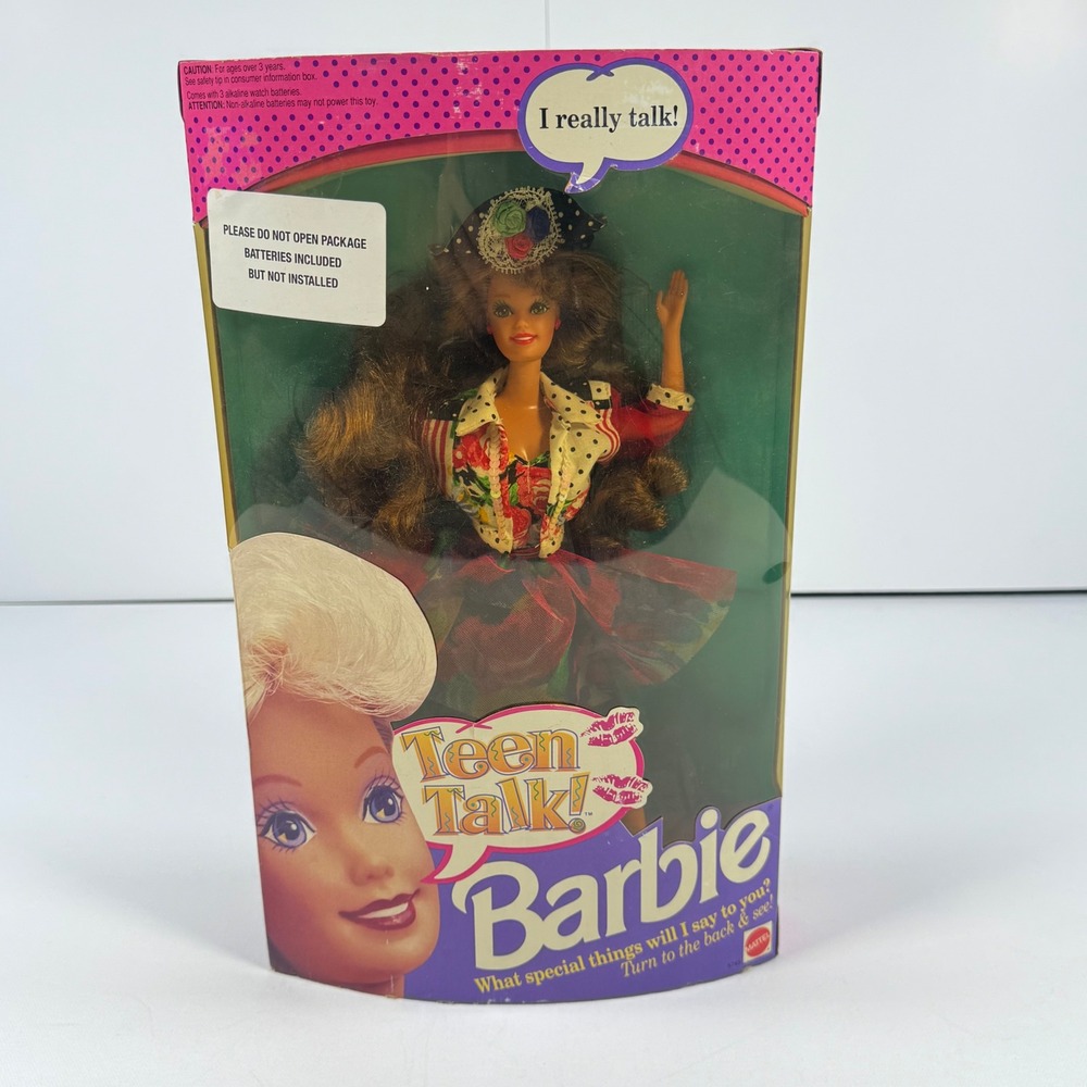 Vintage 1991 Mattel Teen Talk Barbie Doll 5745 Floral Polka Dot NIB Talking Toy